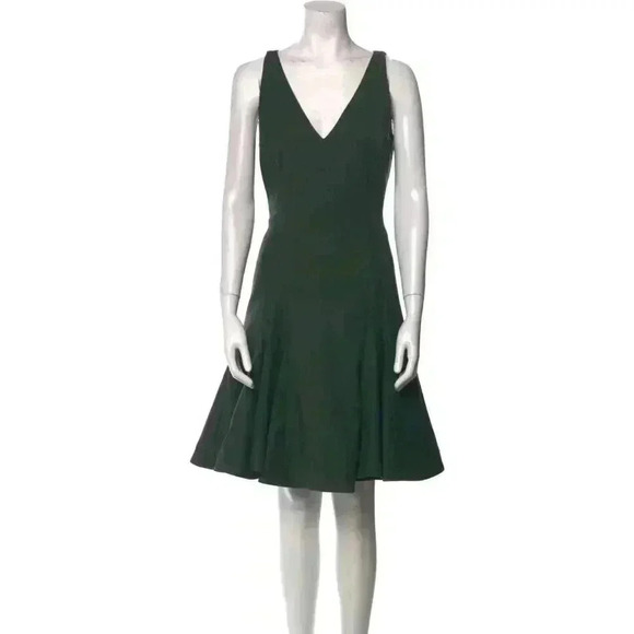 RL Sleeveless Asymetrical V Neck Swing Dress Tool Fern Green-Size 2 - Picture 1 of 16